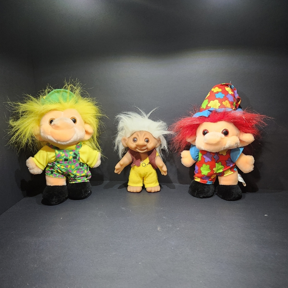 Colorful Plush Troll Dolls - Yellow & Red Hair Fun Toy